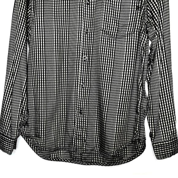 7 for All Mankind Button Down Shirt, Plaid, Long Sleeve, Black White Mens S NWOT - Picture 4 of 9